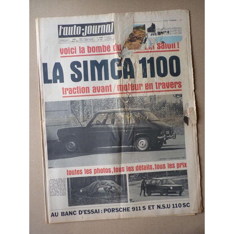 Auto-Journal n°434, Porsche 911S, NSU 110SC, les Simca 1100, Renault 16, Matra 630