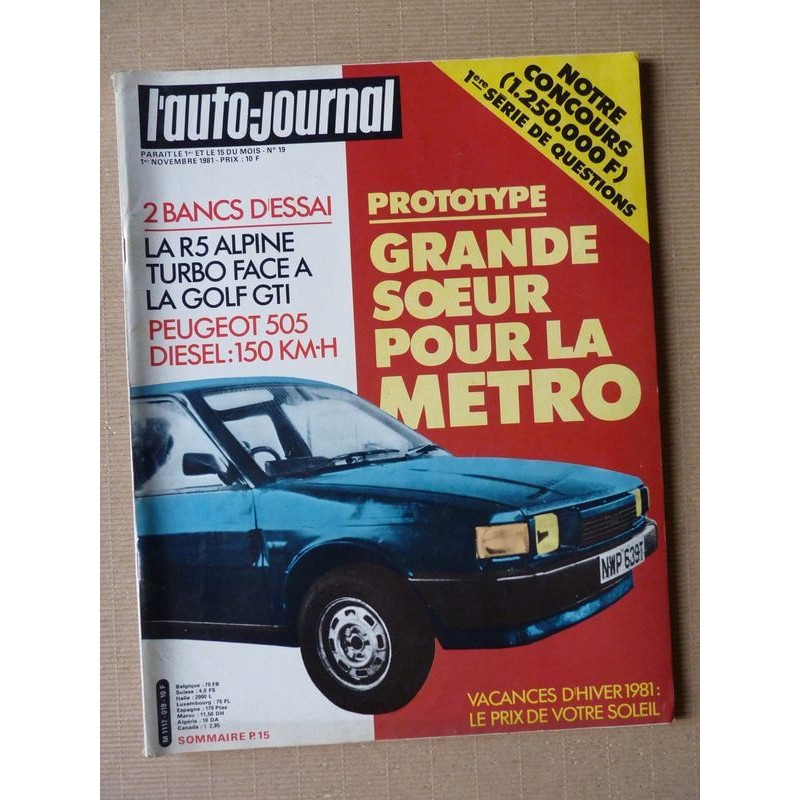 Auto-Journal n°19-81, Renault 5 Alpine Turbo, Peugeot 505 GRD, Aktiv Snow-Trac VW 126A