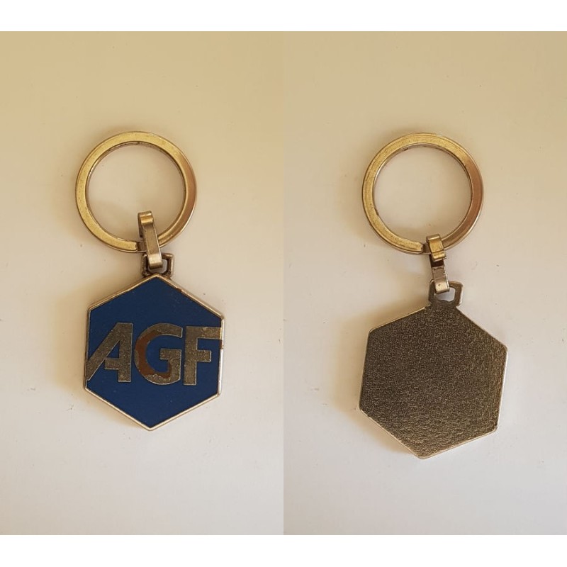 porte-clés AGF assurance, hexagone bleu (pc)