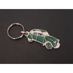 Porte-clés profil Citroen 2cv, 2cv4, 2cv6, Special Club (vert)