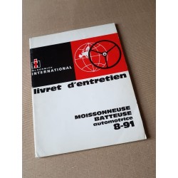 International 8-91 moissonneuse IH, Notice d’entretien original