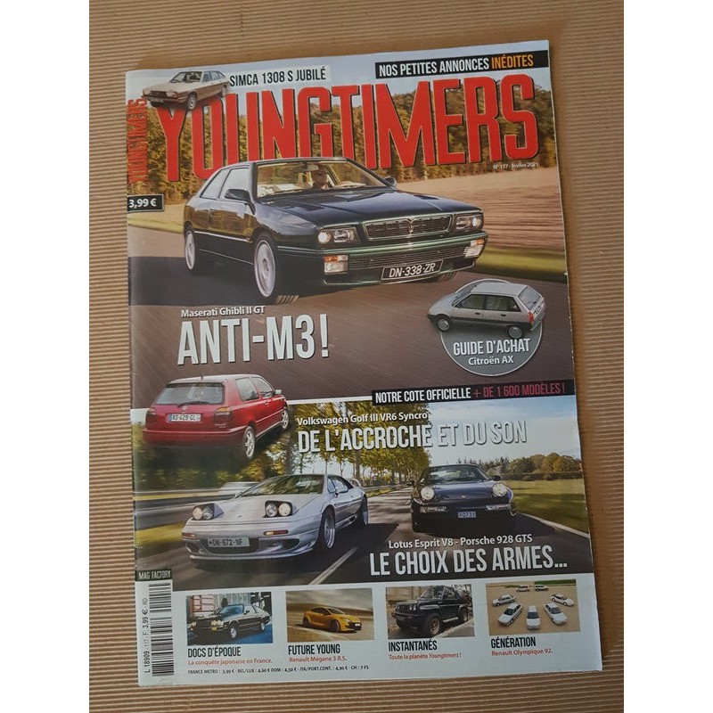 Youngtimers n°117, Citroën AX, Golf VR6 Syncro, Maserati Ghibli II, Simca 1308S