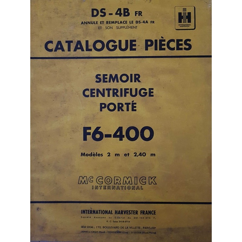 McCormick IH semoir F6-400, catalogue de pièces (eBook)