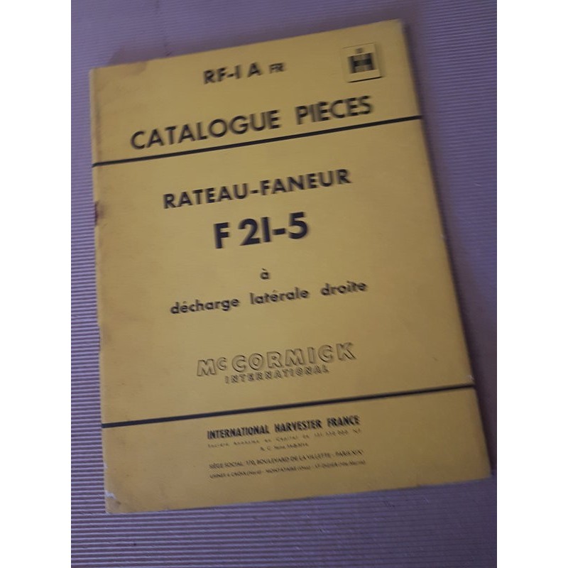 McCormick IH rateau-faneur F21-5, catalogue de pièces original