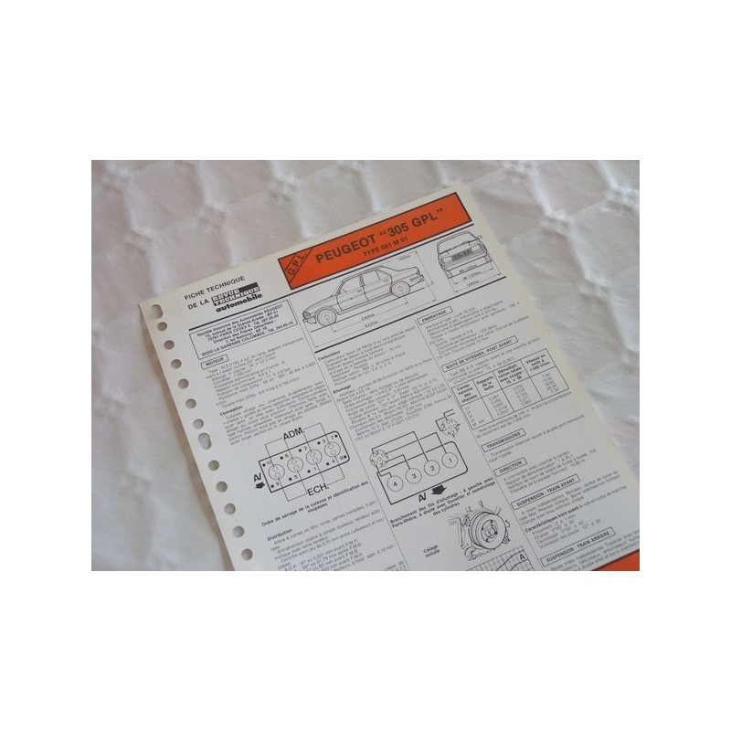 Fiche technique Peugeot 305 GPL, phase 2