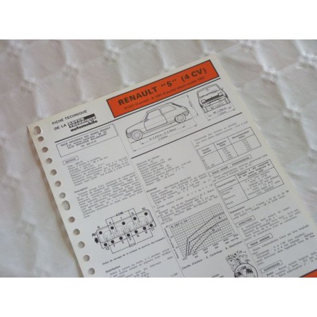 Fiche technique Renault 5, 4cv, R1221 et R1391