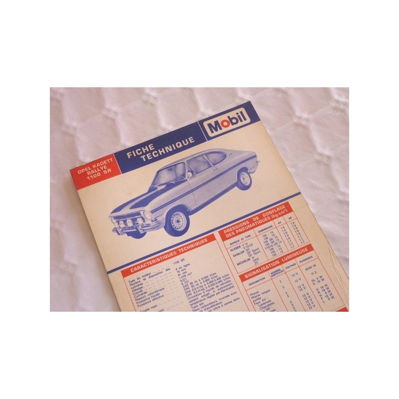 Mobil Fiche technique Opel Kadett B 1100 SR