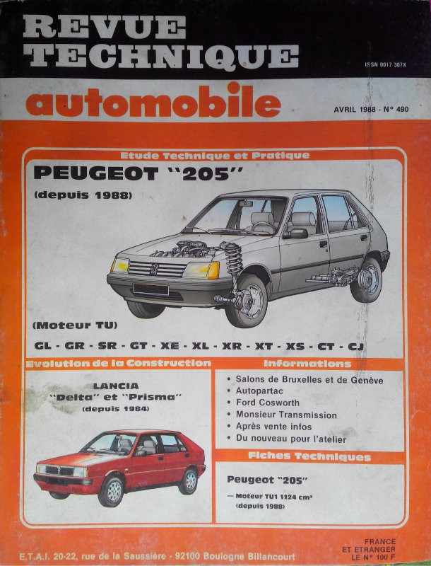 REVUE TECHNIQUE AUTOMOBILE RTA PEUGEOT 205 GTI TD D ESSENCE DIESEL 83 à 98  - Une de Sauvée